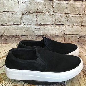 Steve Madden Black Leather Slip On Loafers 6.5 M